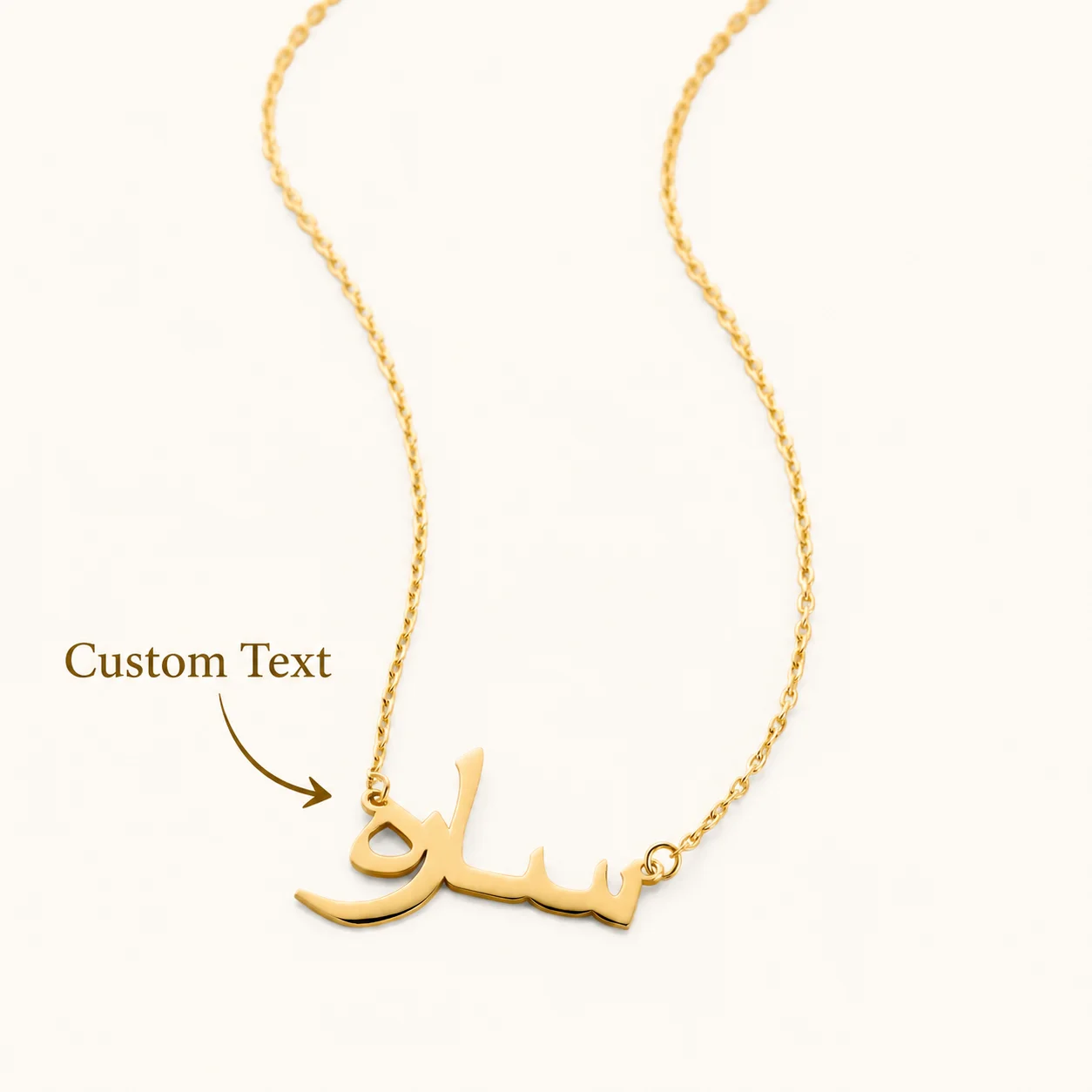 Personalized Arabic Name Necklace Custom Text Pendant 18K Gold Plated Stainless Steel Jewelry for Women Men Birthday Gift
