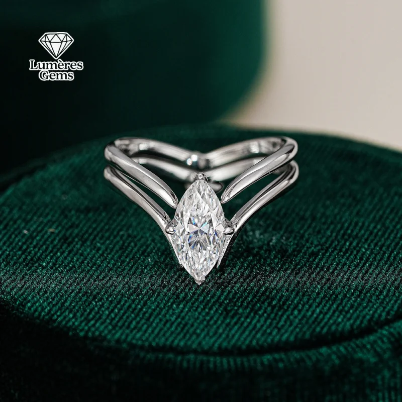 

LumièRe Gems Marquise-Shaped Moissanite Diamond Ring In 18K Gold - The Best Gift With Certified Fashionable And Elegant Design