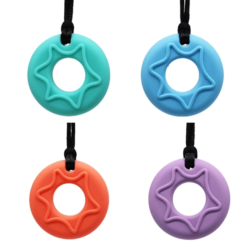 Chewable Pendant Necklace for Children or Adults with Chewing Needs, Sensory Chewing Teether Toy for Boys and Girls