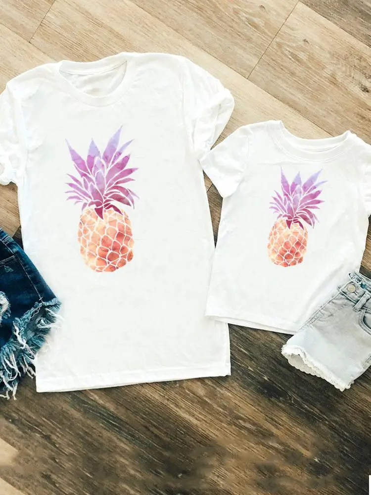 

Pineapple New Lovely Family Matching Outfits Women Girls Boys Kid Child Summer Mom Mama Tshirt Tee T-shirt Clothes Clothing