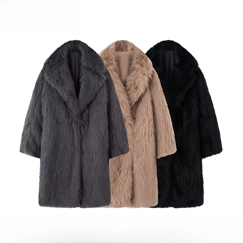 

Теплое женское пальто из искусственного меха средней длины, уличная верхняя одежда, Новое поступление, зимнее волокно из полиэстера 00%, большой размер Jaet