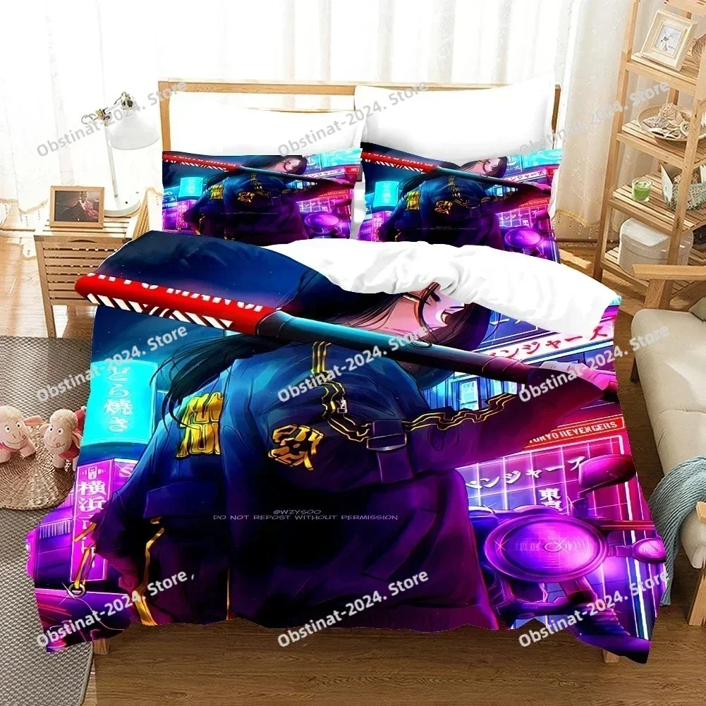 Anime Tokyo Avengers Bedding Set Printed single Comforter Quilt Bed Cover Duvet Cover Pillow Case 3 Pieces Sets Kids Adult Size