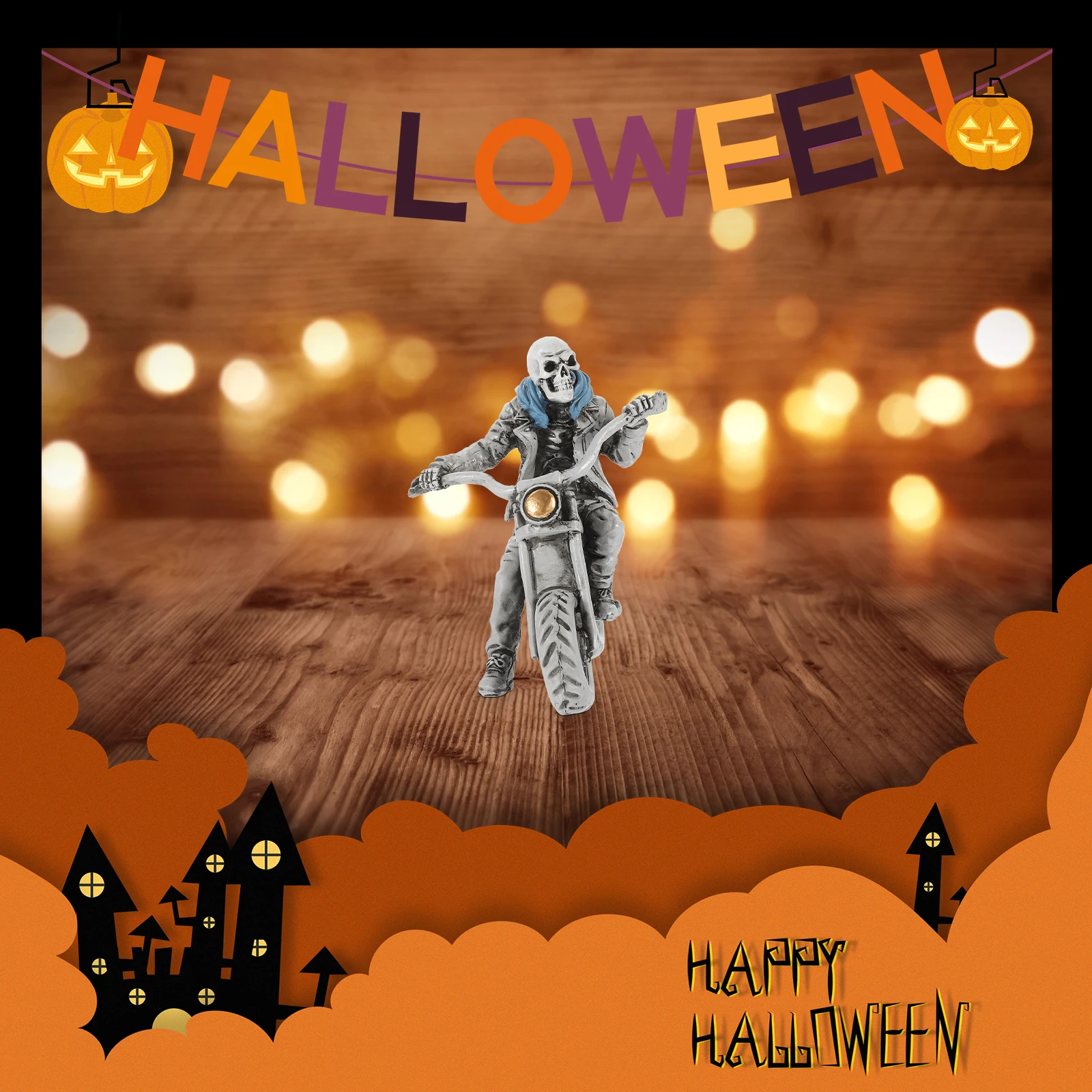 

Statue Halloween Desktop Resin Decoration Fine Craftsmanship Cool Skull Figurine Unique Design Perfect Size for Table