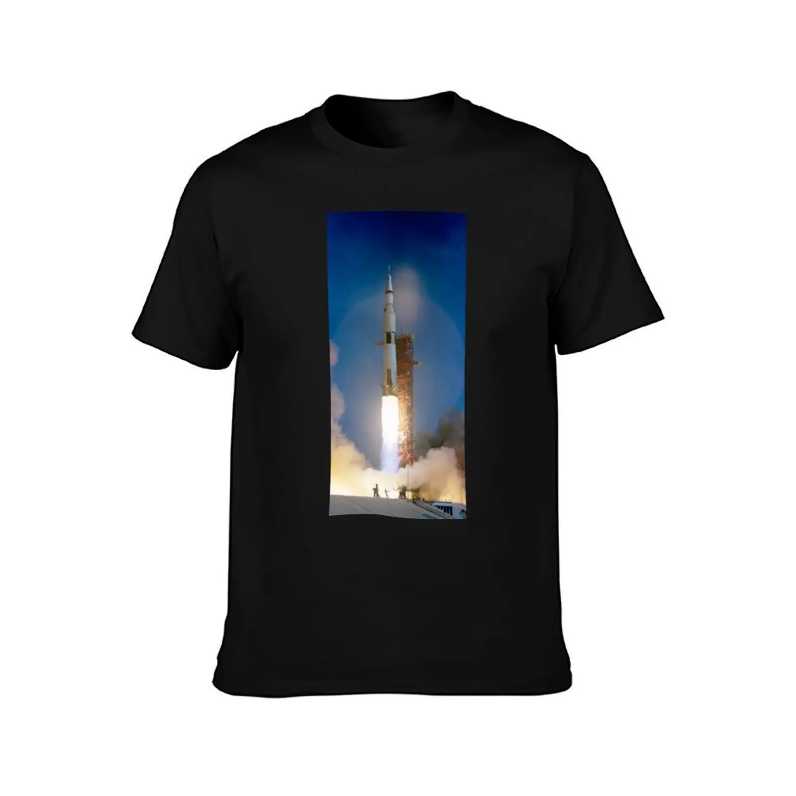 Vintage Photograph of Saturn V T-Shirt, Summer Casual Cotton Tee, Oversized Streetwear Tops, Vintage Graphic Print, 100% Cotton