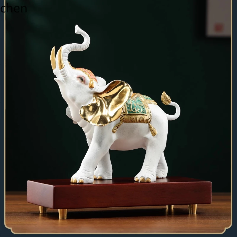 Elephant Ornaments Pair for Living Room Entrance Office Decorations