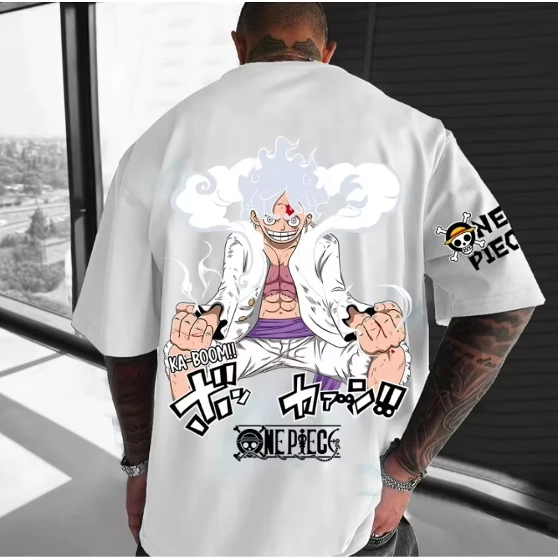 بانداي جديد قطعة واحدة الرسوم المتحركة الشكل الخامس لوفي مطبوعة تي شيرتات قصيرة الاكمام الرجال والنساء عادية فضفاض حجم كبير #1