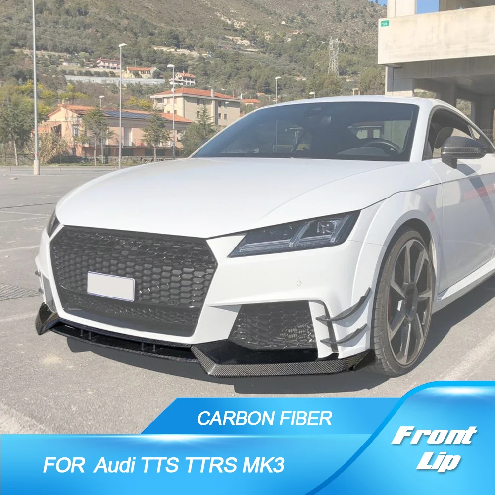 Carbon Fiber /FRP Black Front Bumper Lip Spoiler for Audi TTRS MK3 2016 2017 2018 Carbon Bumper Lip Splitters Protector 5PCS