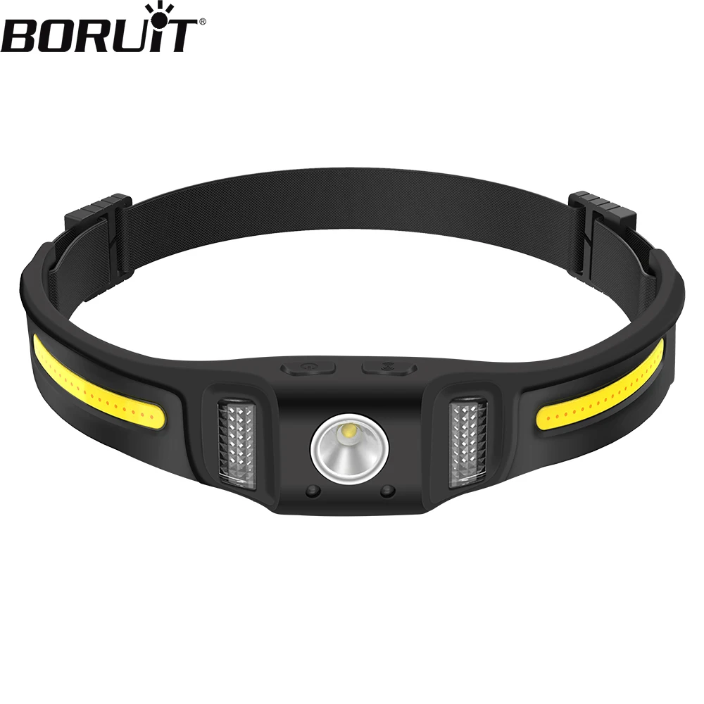 BORUiT GT30 LED Motion Sensor Mini Headlamp Type-C Rechargeable Work Light Headlight Memory Waterproof Camping Head Torch