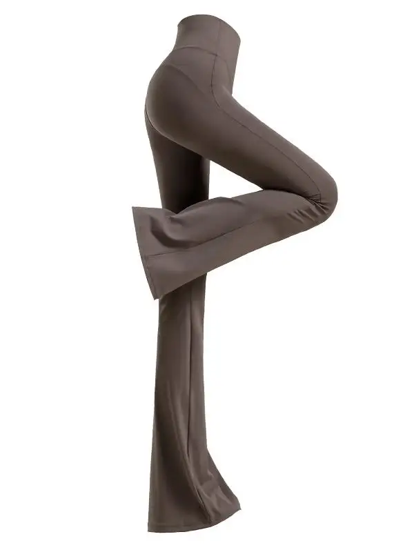 Pantalones de Yoga de pierna ancha de cintura alta para mujer, pantalones acampanados finos de verano con ajuste Bot, levantamiento de cadera de fibra de poliéster, nueve puntos