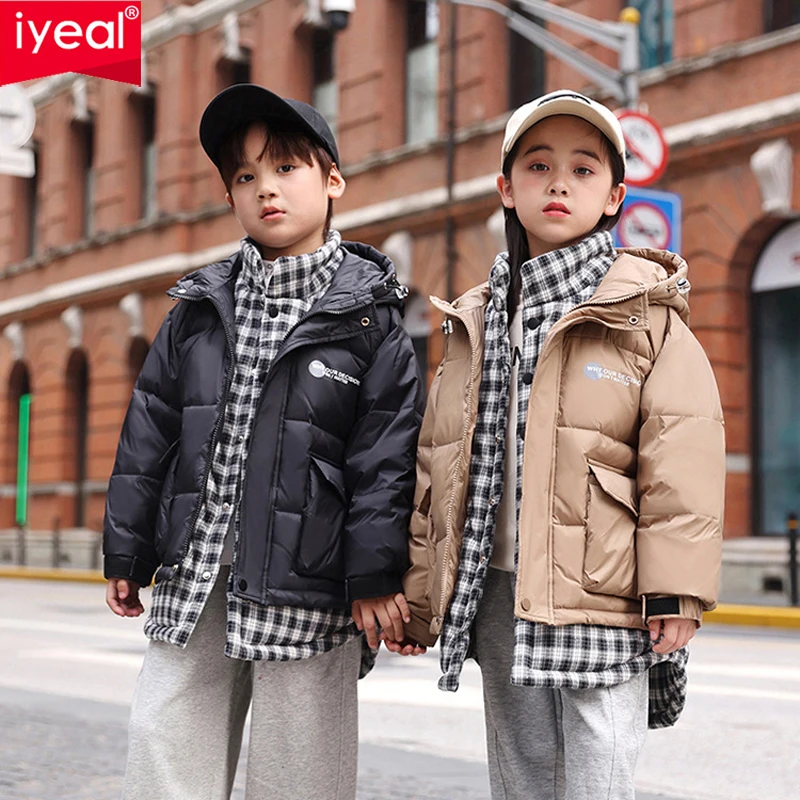 

IYEAL Winter Kids Down Jackets Toddler Girls Parkas Outerwear For 4-12Years Girls Boys Warm White Duck Down Coats