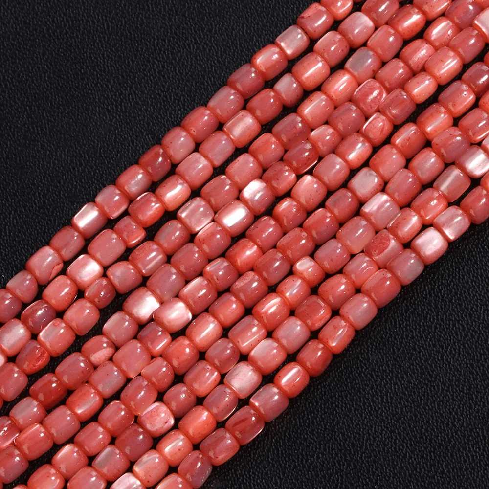 Wholesale Natural Mother Of Pearl Bead Dyed Red 3mm Cylinder Shape Shell Beads For Jewelry Making Diy Bracelet Necklace Supply