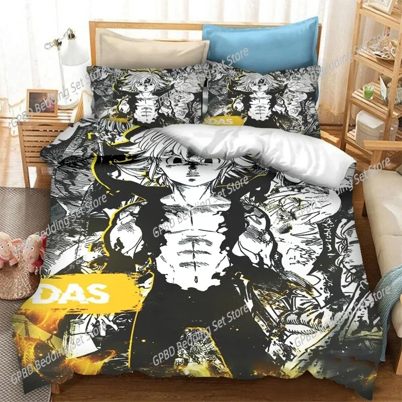 

3D Print Anime The Seven Deadly Sins Bedding Set Boys Girls Twin Queen Size Duvet Cover Pillowcase Bed Kids Adult Home Textiles