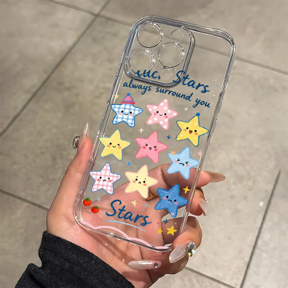 

Fun Luck Stars Silicone Phone Case for IPhone 17 16 15 14 13 12 11 Pro Xs Max Air Mini 7 8 6 6s Plus SE 2020 2022 Cover
