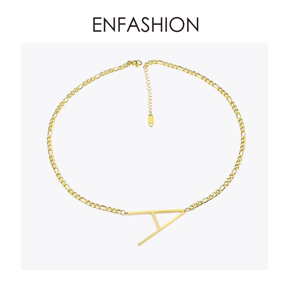 ENFASHION Initial Letter Choker Necklace Women Gold Color Stainless Steel Alphabet Pendant Necklace Lady Fashion Jewelry P193042