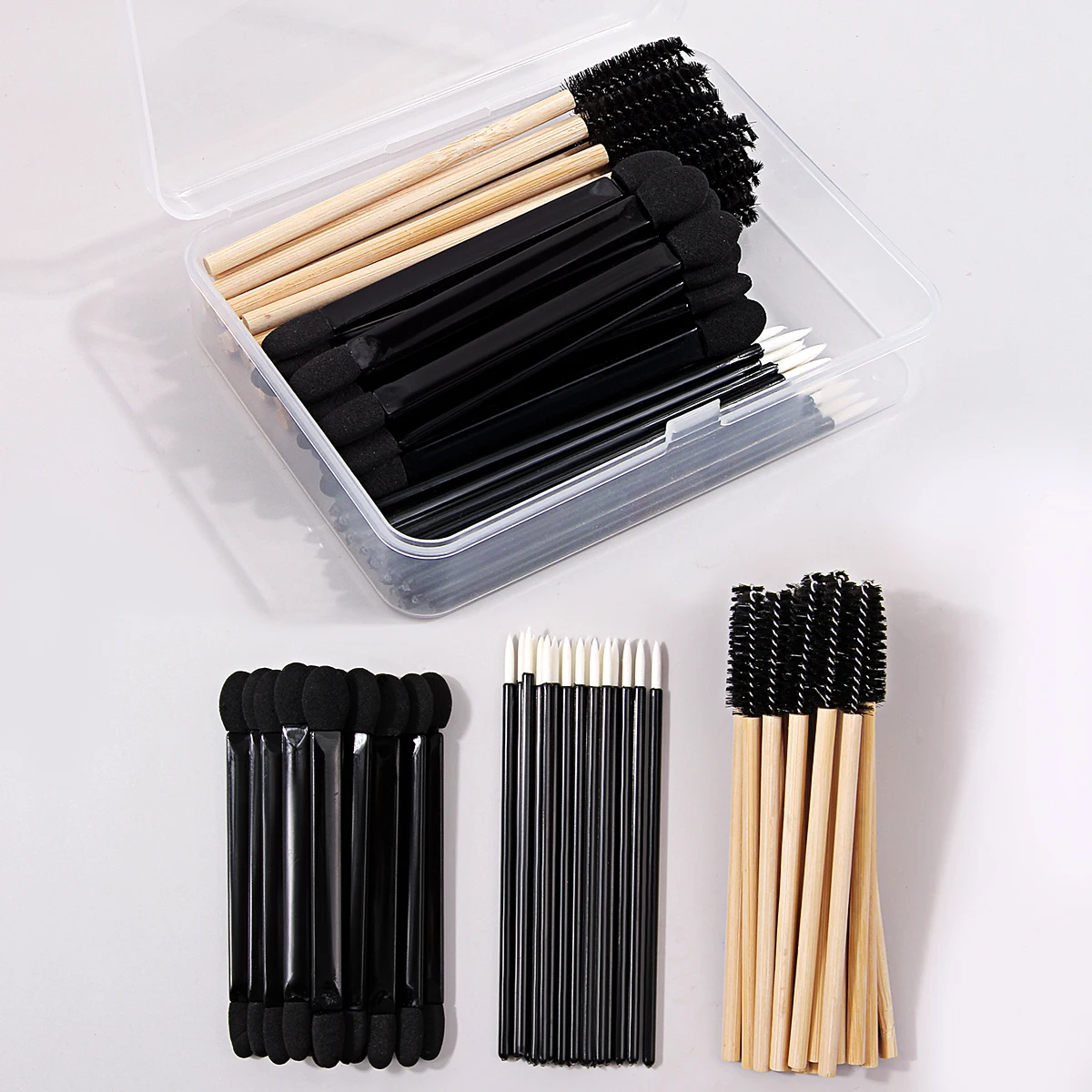 60-teiliges multifunktionales Augen-Make-up-Pinsel-Set, Doppelkopf-Schwamm-Lidschattenpinsel, Mascara-Pinsel, Eyeliner-Pinsel + 1 Aufbewahrungsbox
