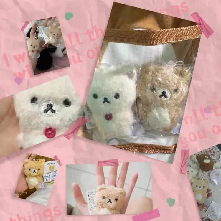 Kawaii Rilakkuma الربيع لفة أفخم زهرة صغيرة سلسلة الدب سلسلة دمية ألعاب من نسيج مخملي ألعاب من نسيج مخملي المفاتيح هدية 4 نمط #4
