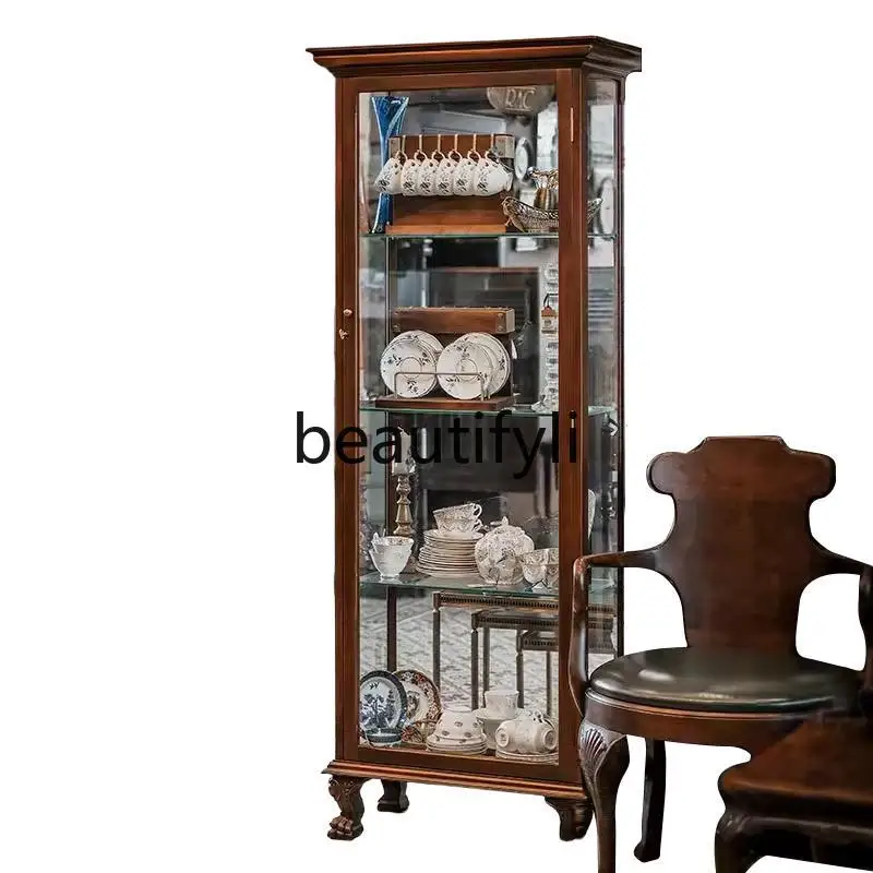 

European carved glass floor cabinet dining room storage cabinet classical furniture