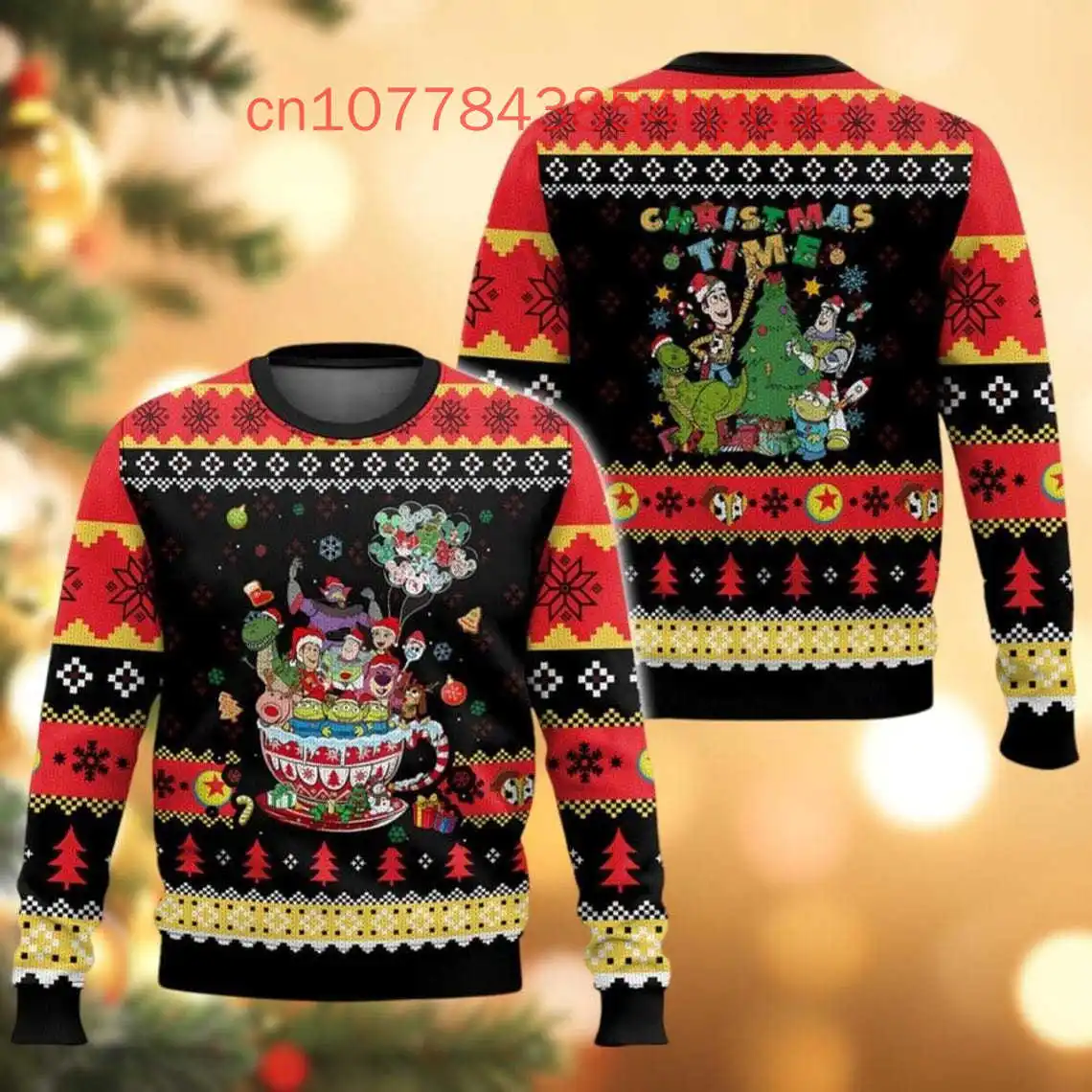 Toy Story Movie Christmas Sweater 3D Print Men and Women Casual Cartoon Sweatshirt Christmas Sweater