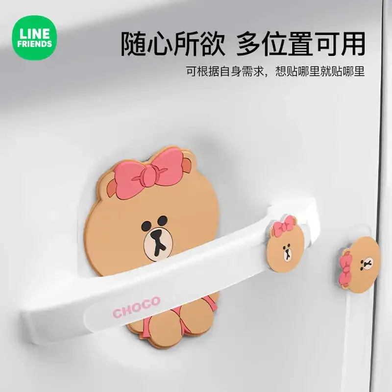 Cute Cartoon Choco Car Door Handle Anti-collision Strip Brown Cony Anti-scratch Door Sticker Rearview Mirror Protection Strip