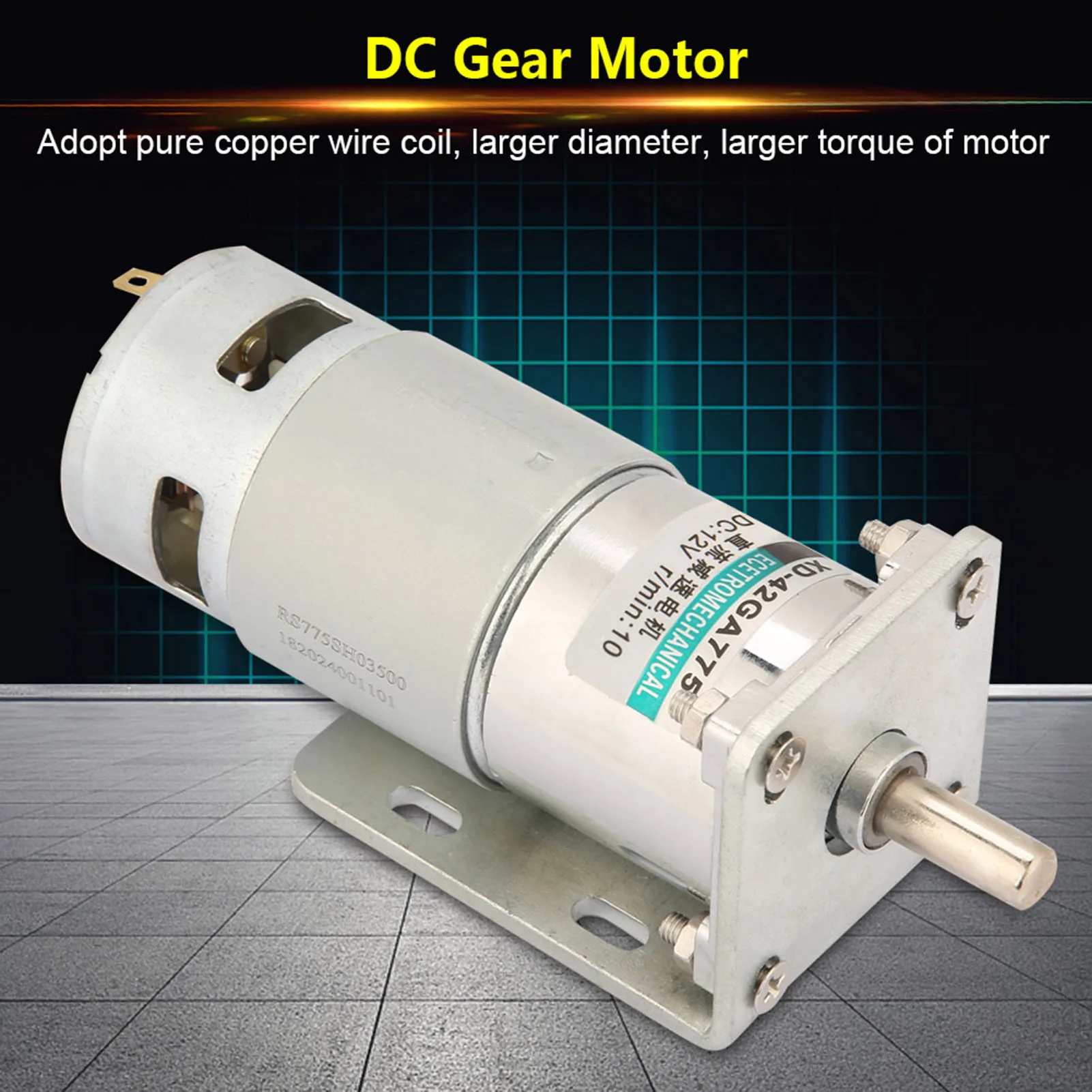 

Motor Gear Motor XD‑42GA775 DC12V/24V Gear Motor Large Torsion Adjustable Speed Motor with Bracket Motor