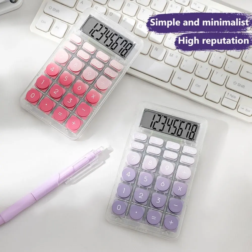 New 8-digit Electronic Calculator Mini Candy Color Keyboard Calculator Silicone Button Cartoon Math Calculators School Supplies