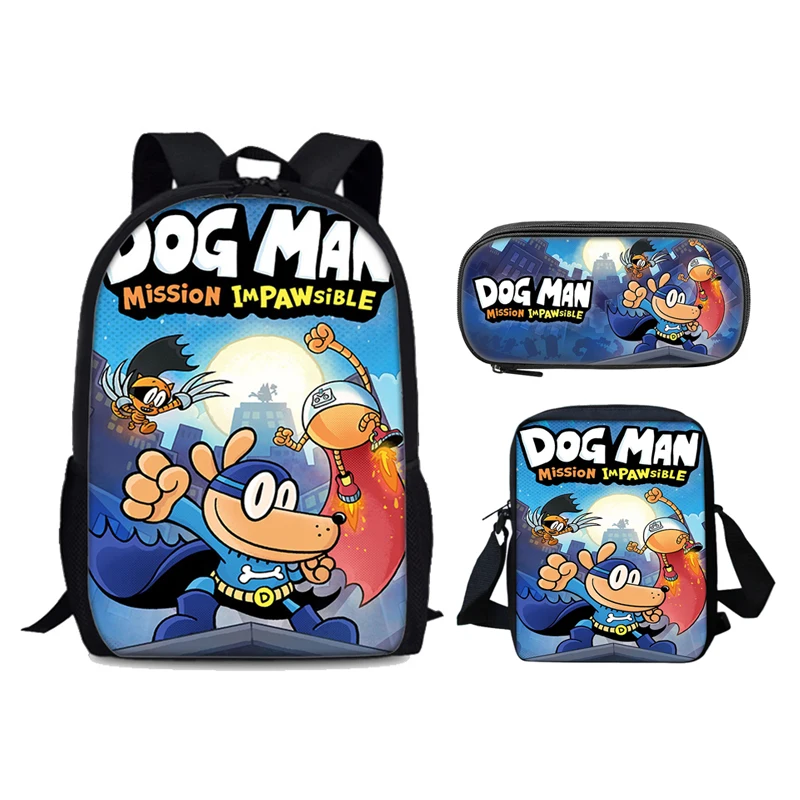 

Dog Man 3pcs Set School Bags 40cm/15.7inch Backpack Shoulder Bag Pencil Case Computer Book Bags Children's Birthday