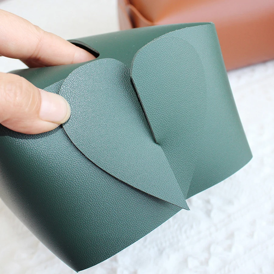 1pcs simple tissue storage box double-sided leather tissue box waterproof moistureproof foldable drawer box