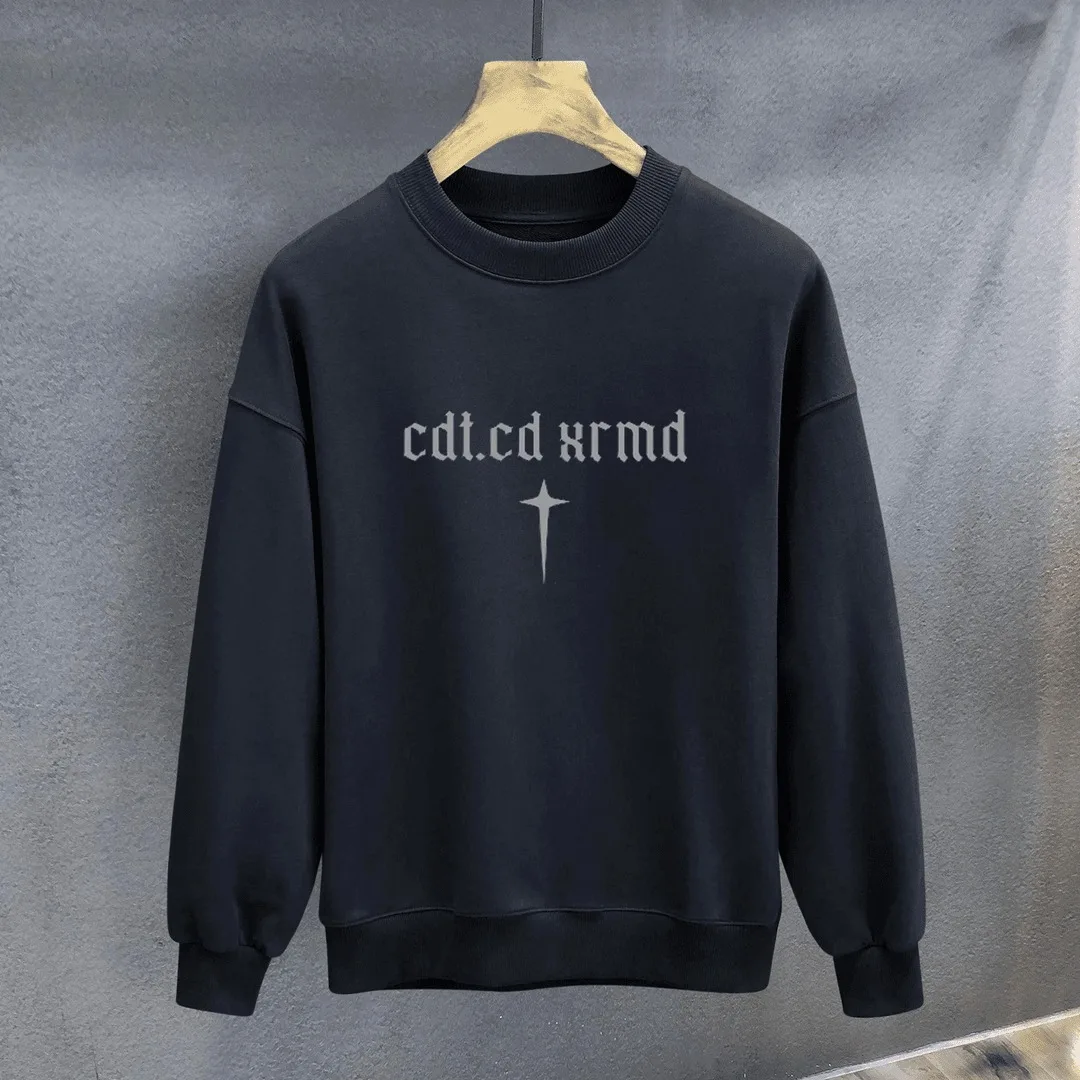 Alta qualidade dos homens hoodies moletom outono algodão manga longa t camisas estilo americano legal topo de alta qualidade preto t