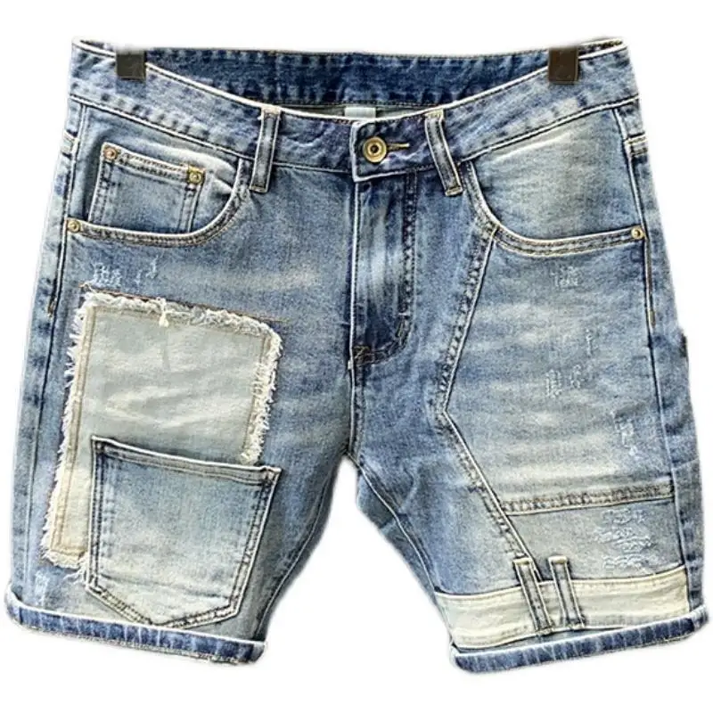 Nuevo estilo coreanoHarajuku diseñador de moda de lujo Hip Hop novio verano Casual Denim empalmado Jeans para hombres pantalones vaqueros clásicos masculinos