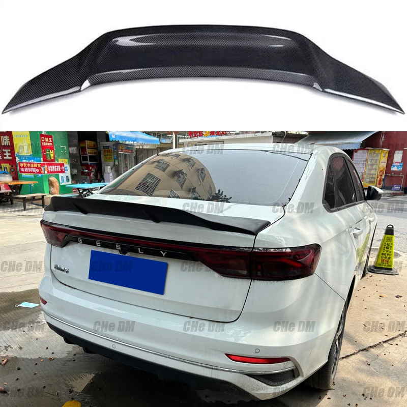 For 2022 2023 2024 Geely Emperor Hao Proton S70 EC7 Spoiler Gloss Black/Forged Carbon Fiber Rear Trunk Lip R GT Spoiler Wing Car