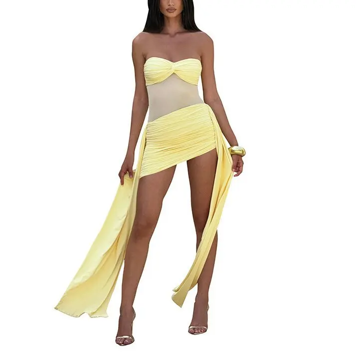 فستان فائق النفافة، فستان رومانسي مطرز من التول، فستان بوستير مبطن بالساتان، فستان مكشكش كلاسيكي بوهيمي #5