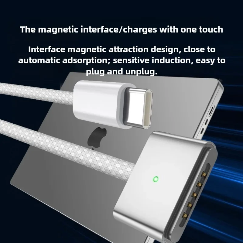 140W PD Cable For Magsafe 3 Magnetic Cable For Macbook Pro Air 13 14 16 M1 M2 LED Indicators Fast Charger Cord Adapter - Image 2