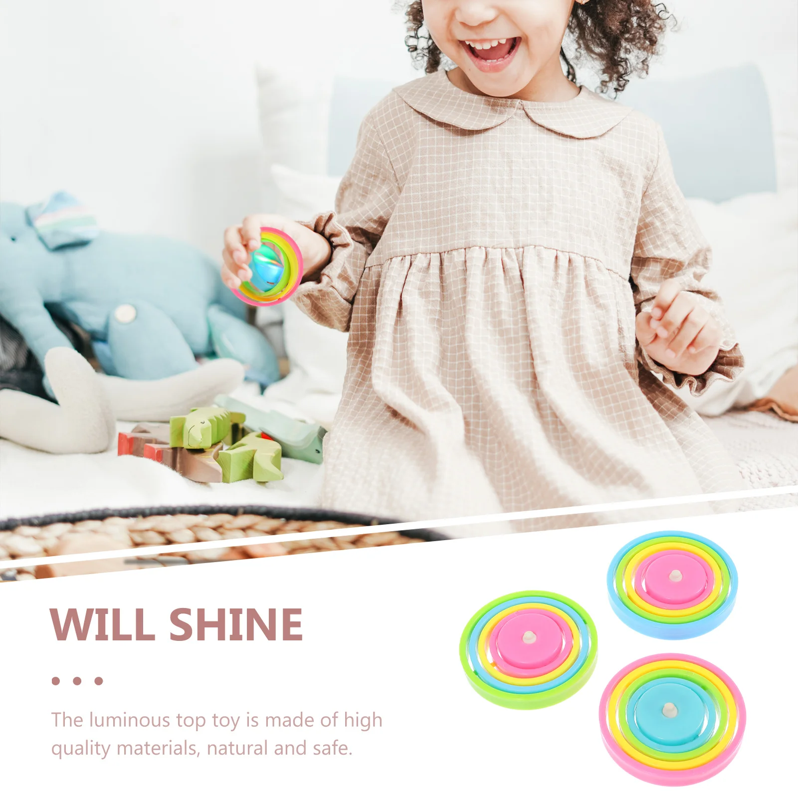 

3 Pcs Glowing Gyro Plaything Mini Pocket Toys Kids Children Portable Pressure Relief