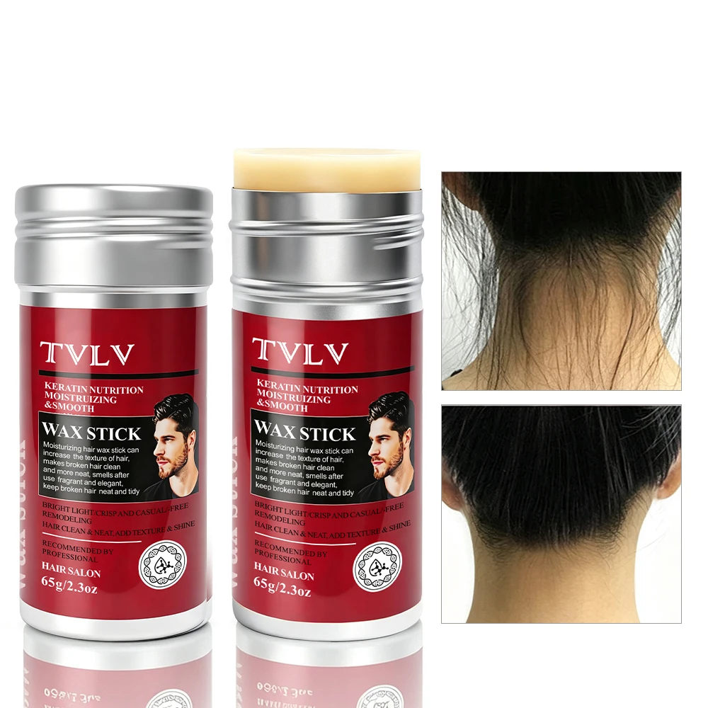 Tvlv Keratin Hair Wax Stick for Men and Women, Hair Styling Tool for Taming Flyaways, Long-Lasting Hold, Non-Greasy, Smoothes Frizz, Portable Lipstick-Style Hair Wax