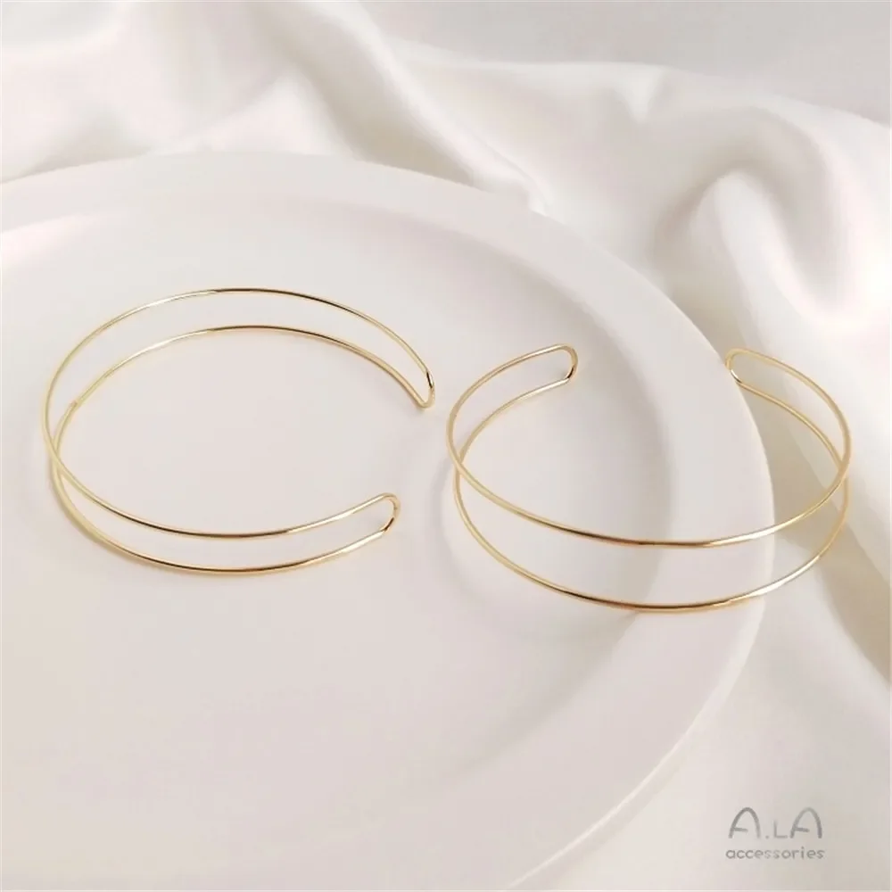 14K Gold Copper wire double strand bracelet hand bead winding diy bottom bracelet double ring bracelet accessories