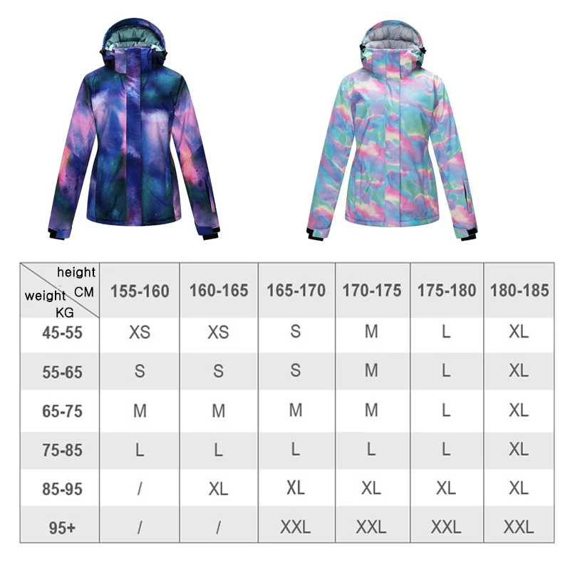 Men and Women Winter Ski Jacket Warm Windproof Waterproof Snowboard Jackets Outdoor Sports Fashion Breathable Hooded Snow Coats