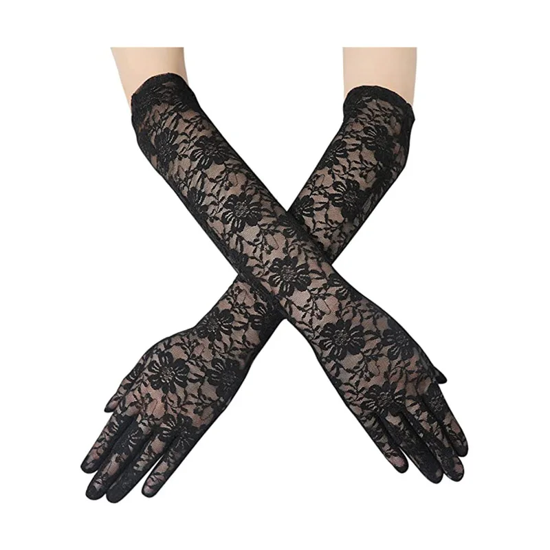 Floral for Wedding, Opera, Party, 1920s Flapper Long Elastic Lace Gloves