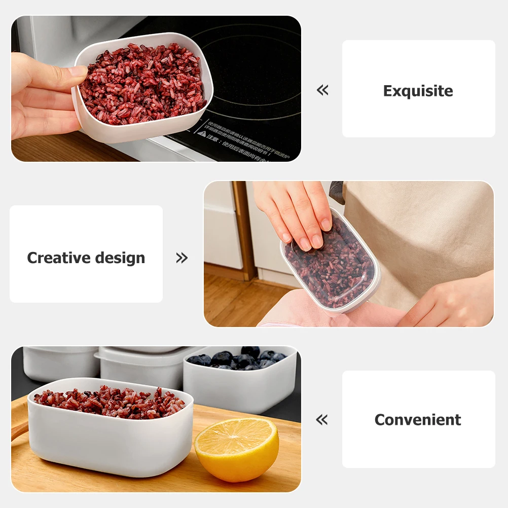 

6pcs Brown Rice Grain Containers Reusable PP Material Lids Refrigerator Organizer Fridge Box Storage Kitchen Supplies