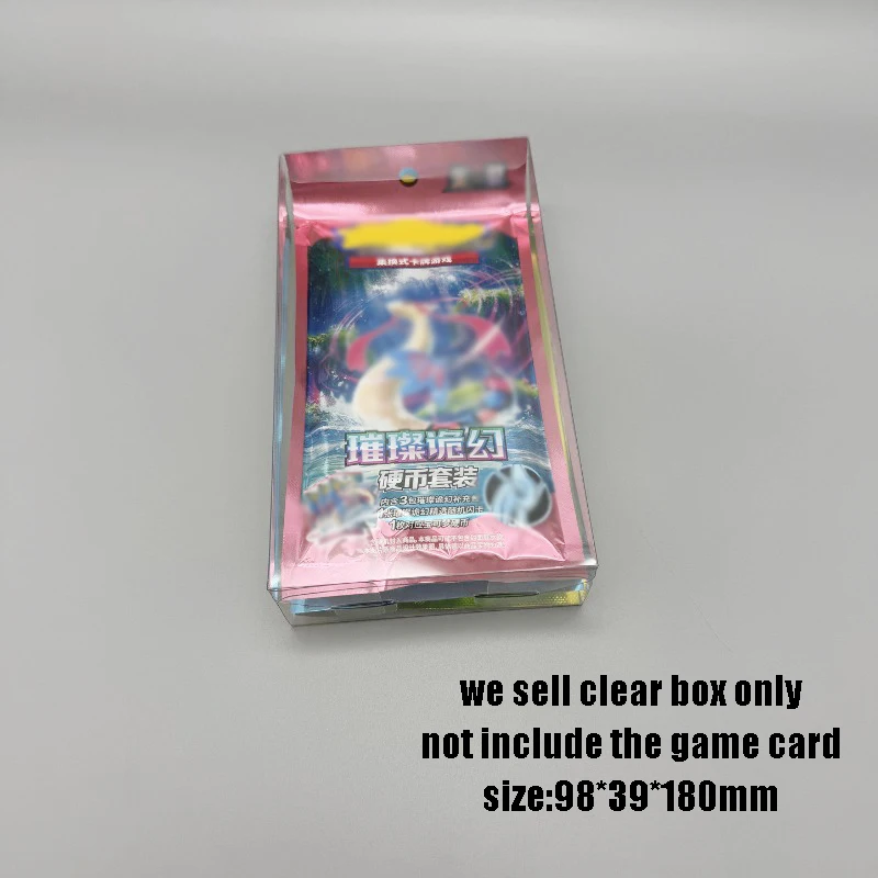 Transparent PET storage box for S-Chinese PTCG Scarlet Violet Stellar Crystal/Sparkling Fable Coin Set Mini Pouch display case