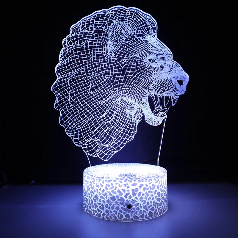 Nighdn Lion Face Night Light 7 Color Changing Animal LED Night Lights 3D LED Desk Table Lamp Home Decoration Gift for Kids Baby