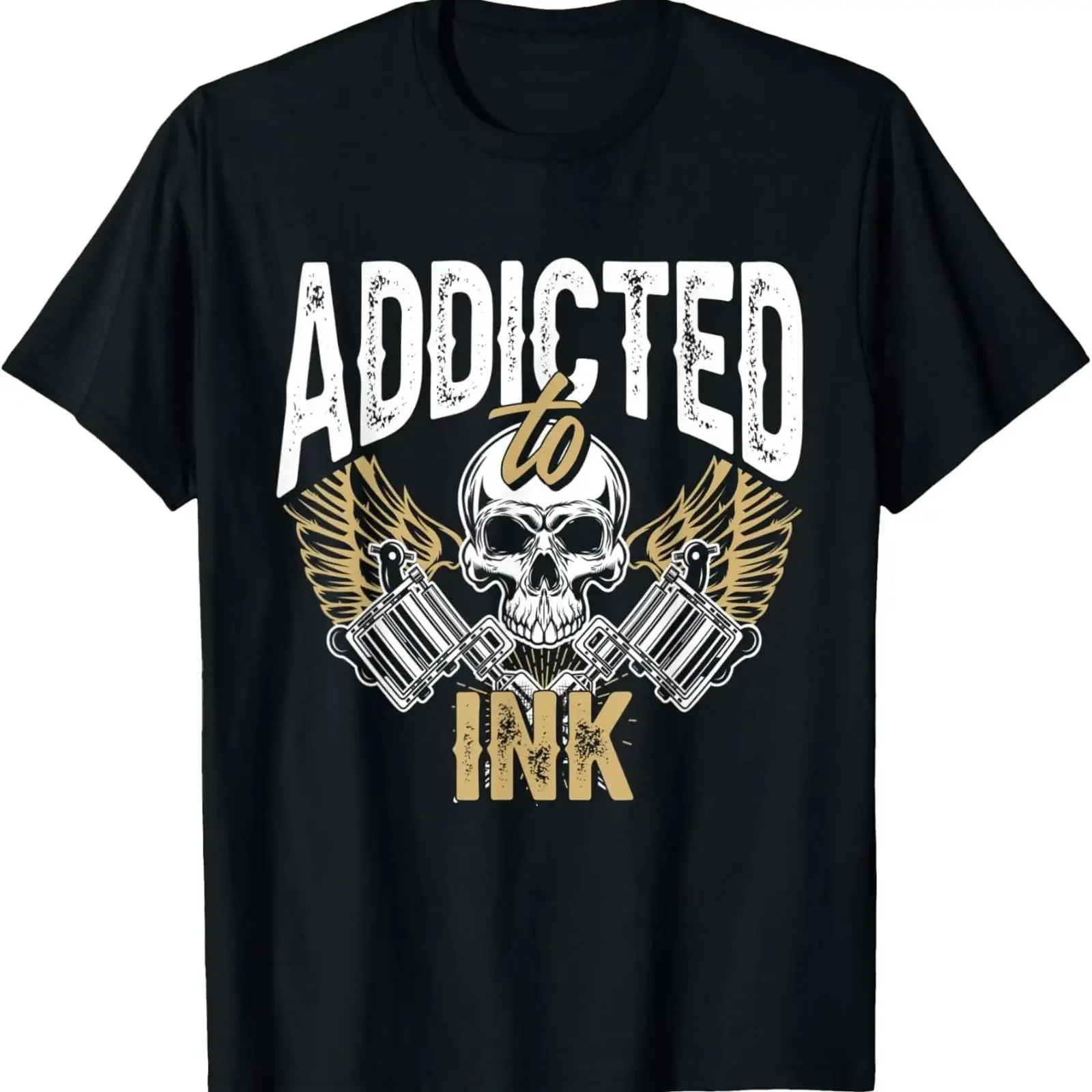 New Limited Addicted To Ink Tattoo Skull Lover Artist T Shirt vintage Washed streetwear Comfortable Slightly fashion Breathable