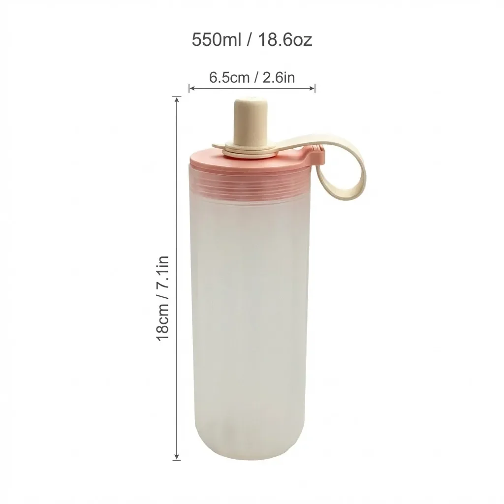 350/550ML Waterbeker voor sap, drank, reizen, sport, draagbare beker voor studenten, kinderen, plastic drinkbeker met handvat en rietje