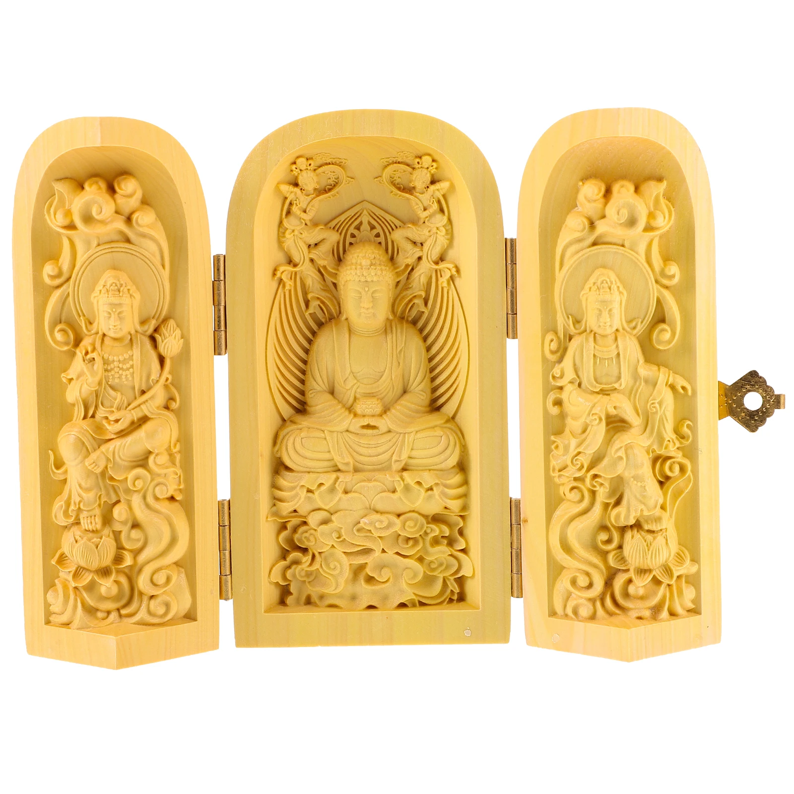 

Buddha Statue Ornament Mini Figurine Decoration Chanting Home Chinese Style Sculpture Wooden Statues for