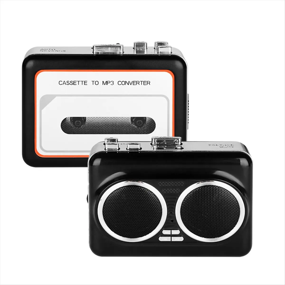 

USB-кассетный плеер A10R: конвертер музыкальных кассет в MP3, подключи и работай, с двумя динамиками, черный