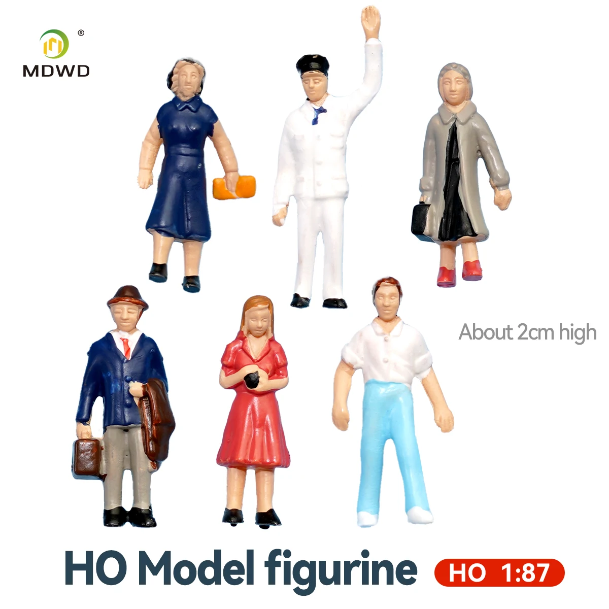 HO Scale 1:87 Painted Standing People Figures 6pcs Mini Human Model for Train Railway Station Diorama Sand Table Layout Scenery