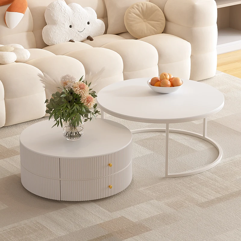 طاولات قهوة فاخرة لطيفة، طاولات مستديرة حديثة، طاولة قهوة بسيطة، تصميم دائري، أثاث منزلي لصالون ميسا سنترو الفاخر #5