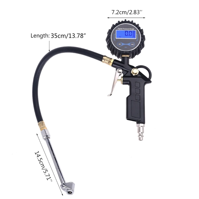 Car Digital Tire Inflator Pressure Gauge with Dual for Head Chuck for AUTO RV Truck Motorcycle Bike Car Air Compres