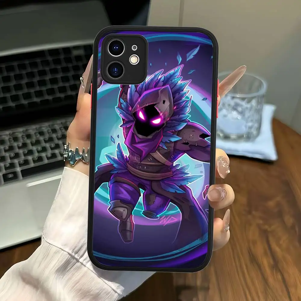 Etui na telefon Cartoon B-Battle-R-Royales-F-FortniteS do iPhone 16 15 14 11 12 13 Pro Max X XS, półprzezroczyste, matowe.