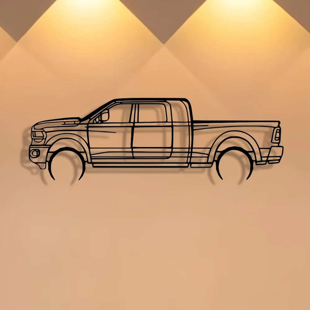 2D Flat 1pc Pickup Truck Metal Wall Art, Vintage Car Wall Decor for Garage Man Cave