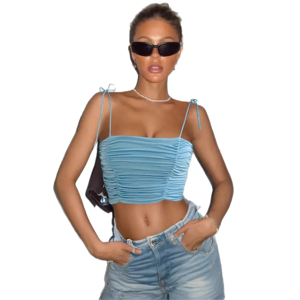 

Summer Sexy Versatile Suspenders, Cross-border New Laces With Exposed Navels Can Be Worn Outside Super Short Tops